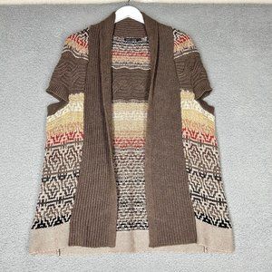 Nic + Zoe Women's Small Open Cardigan Sweater Knit Cap Sleeves Neutral Casual